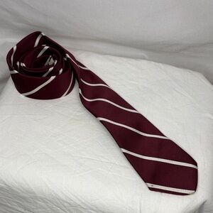 Classic Burgundy and White Striped Tie